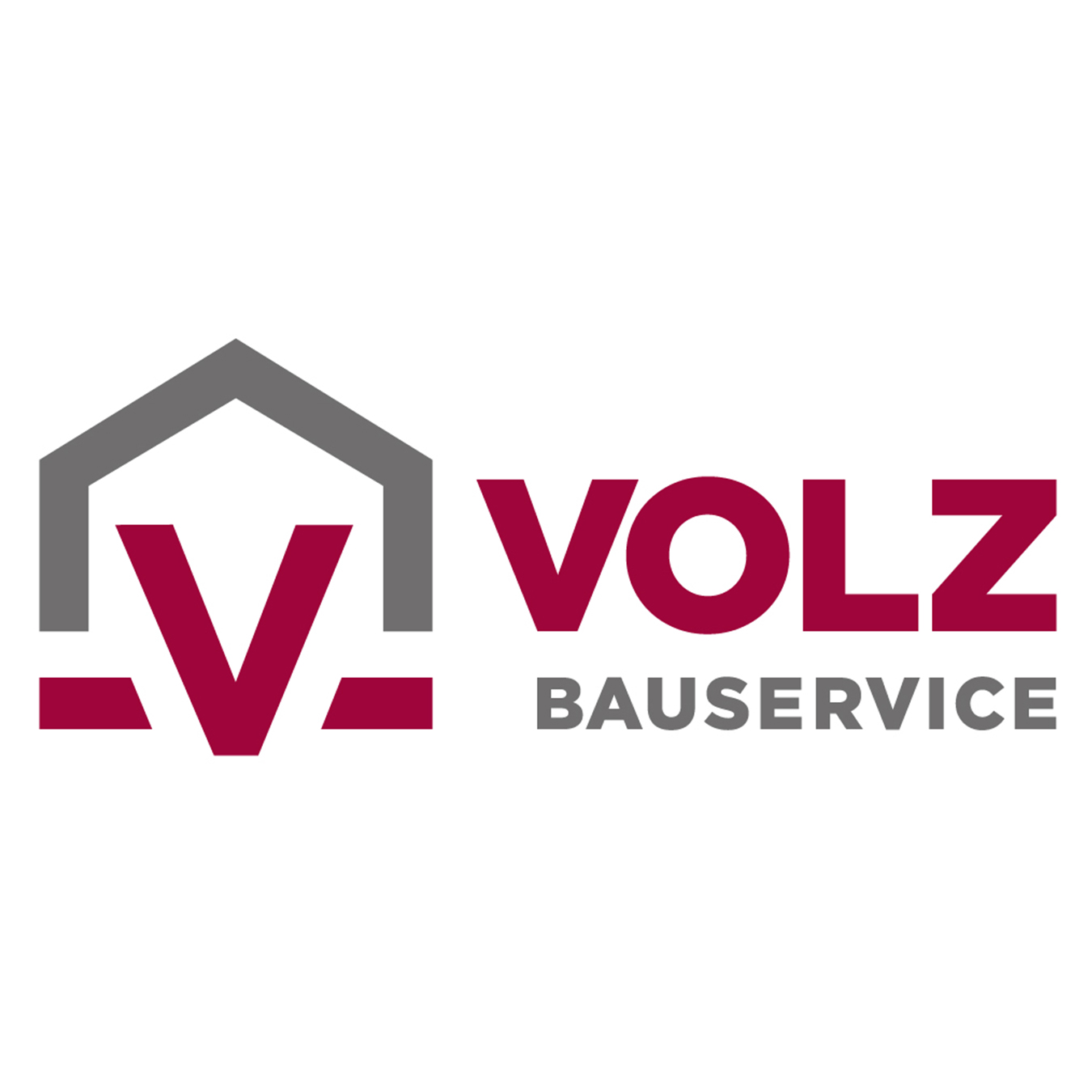 Logo VOLZ Bauservice mit roter und grauer Schrift auf weissem Hintergrund
